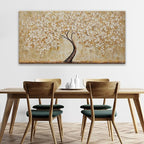 TAIJXAGSG Canvas Wall Art Decor Gold Tree Flower Wall Art Gold Tree Of Life Abstract Wall Decor Painting Pictures Botanical Wall Art For Living Room Bedroom Home Office Artwork 24"X 48"