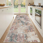 Tortania 3x10 Runner Rug for Entryway: Neutral Washable Soft Thin Area Rugs - Non Slip Indoor Carpet for Hallway Living Room Bedroom Dining Room Office Nursery Home Floor Decoration - Colorful Multi