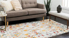 Unique Loom Rosso Collection Vintage, Geometric, Bohemian, Traditional, Distressed, Southwestern Area Rug, 5' 0" x 8' 0", Multi/Ivory