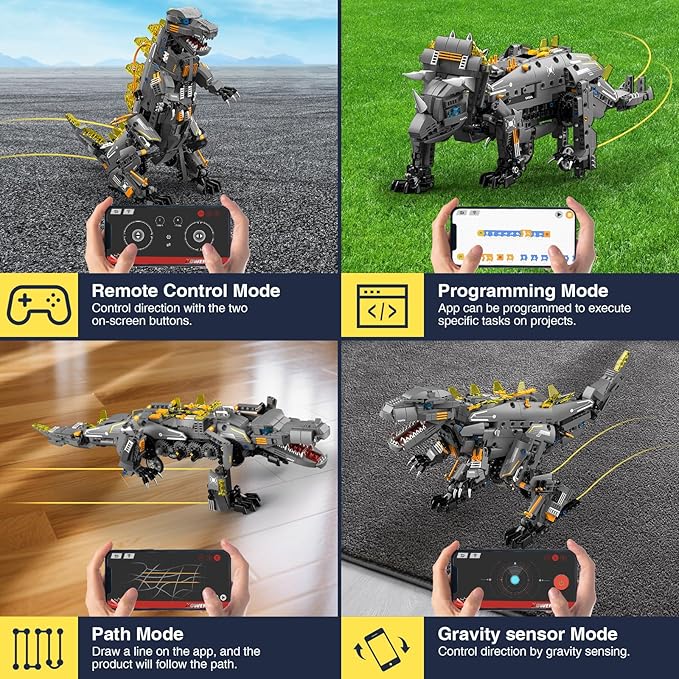 5 in1 RC Robot Building Kit, 935 PCS App & Remote Control Robotics Kit, STEM Robot Dinosaur Monster Building Toys for Kids Age 6 7 8 9 10 11 12+, Educational Learn Toys Gift for Boys & Girls