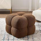ONEVOG 21" Dark Brown Modern Ottoman, Square Fuzzy Couch Sherpa Pouf Ottoman, Tufted Fluffy Boucle Fabric Foot Stools, Upholsered Footrest & Coffee Table for Living Room Bedroom, Cute Pouf Home Decor