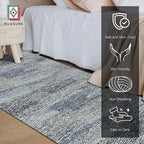 RUGSURE Washable Area Rug - 1/6 Thick - Stain & Water Resistant Non-Slip - Resistant Rug for Living Room, Bedroom, Nursery, Pet & Child Friendly, Vintage Charm Area Rugs (Grey+LightTeal, 2'6'' x 8')