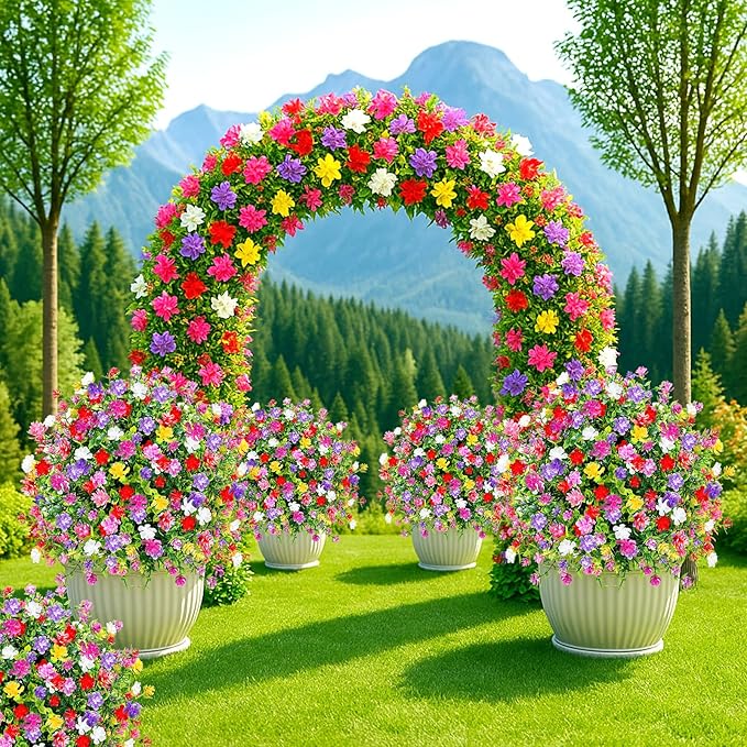 Artificial Boxwood Topiary Ball Trees with Ground Spikes UV Resistant Faux Greenery Shrubs Fake Shrubs for Outdoors, Realistic Faux Plants Bushes for Garden Porch Yard Patio Decor (Multi)