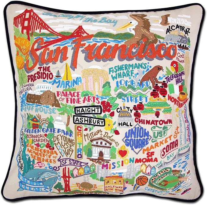 Catstudio San Francisco City Embroidered Decorative Throw Pillow