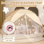 LEEDOR Bed Canopy for Kids/Adults,Mosquito Net & Privacy Tent 2-in-1 Bed Tent, Mesh & Blackout Cloth Double Design Dream Tent,Indoor Safety Bed Tent for Girls/Boys Twin & String Lights (No Mattress)