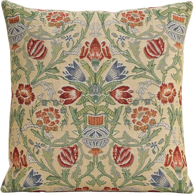 Charlotte Home Furnishings Throw Pillow Covers 16x16 in, Single Stem Decorative Couch Pillow Cover, Boho Decor European Tapestry Cushion Cases, Living Room Cozy Home Decor, Jacquard Woven Soft Cotton