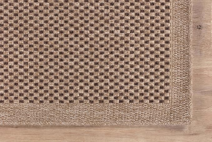 CAMILSON Easy Jute Round Rug 4ft Indoor Outdoor Natural Color Fiber Area Rugs for Living Room Patio and Kitchen Rug, Sisal Boho Woven Design Easy-Cleaning Washable Outside Carpet Alfombras (4 Round)