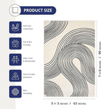 Abani Nuevo Beige Black Swirls Modern Area Rug 5' x 8' for Living Room, Bedroom - Abstract Design - Durable & Easy to Clean