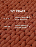 YnM Chunky Throw Blanket, Medium-Weight, Hand Knitted, Skin Friendly, Ventilated and Breathable, Machine Washable, Home Décor Piece for Couch, Sofa and Bed (Exotic Orange, 40x50 Inch)