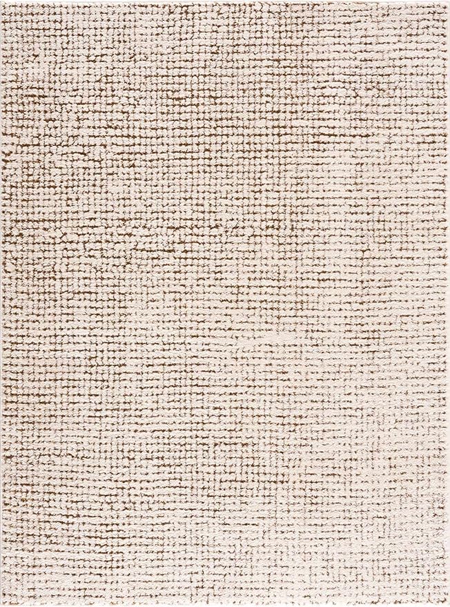 BoutiqueRugs Keita Contemporary Mosaic Runner Rug - High Pile Fluffy Soft Shag Carpet for Hallway, Kitchen - Cream, Brown - 2'8" x 7'3" Runner