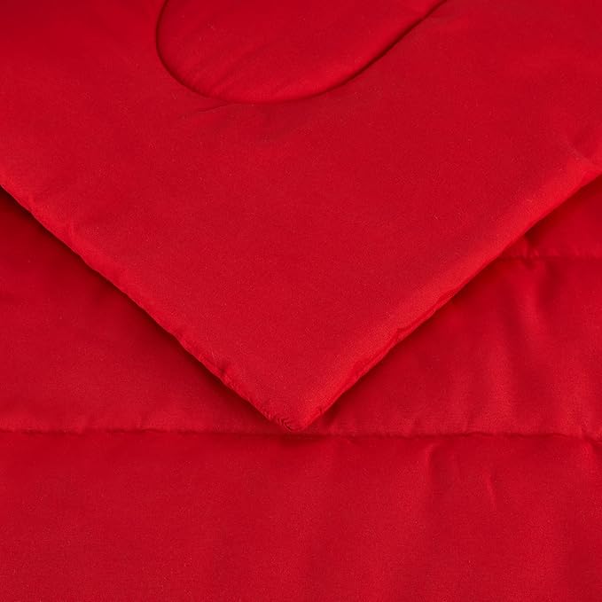 Amazon Basics 2 Piece Microfiber Kid's Comforter and Pillow Sham Set, Toddler, Red, Solid