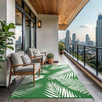 GENIMO Outdoor Rug 6' x 9' Waterproof for Patios Clearance, Reversible Outdoor Plastic Straw Camping Rug Carpet, Large Area Rugs Mats for RV, Picnic, Backyard, Deck, Balcony, Porch, Dark Green&White