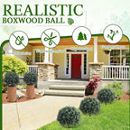 Yunlly Set of 2 Artificial Boxwood Topiary Ball Tree Fake Bushes Shrubs Outdoor Faux Plant with Ground Spike Flowers UV Resistance Greenery for Front Porch Garden Patio Indoor(Purple,27x18inch)