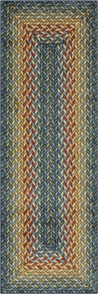 Maples Rugs Marion Bohemian Braided Design Print Runner Rug – Made in USA – Washable, Non Slip Indoor Carpet for Hallway, Kitchen, and Laundry Room, 2' x 6', Multi-Color