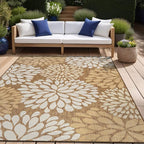 Beverly Rug Outdoor Rug 6x9 Modern Exotic Tropical Leaf Area Rugs for Indoor and Outdoor Patio Deck Porch Garden Water Resistant Washable Outside Carpet (6 x 9 Wooden)