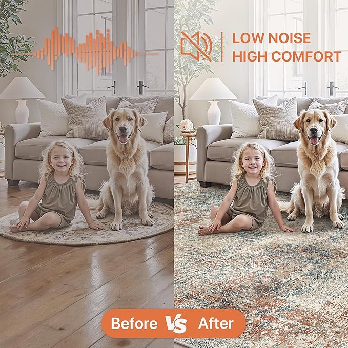 GENIMO Washable Area Rugs for Living Room, 10x14 Modern Non Slip Rugs, Low Pile Lightweight Soft Print Rug for Bedroom, Dining Room, Home Office, Multi