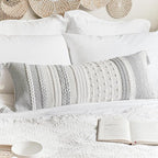 BlissBlush Gray Decorative Lumbar Pillow Cover 14x36, Grey Boho Long Body Pillow for Bed, Farmhouse Lumbar Throw Pillow for Couch, Modern Accent Textured Throw Pillowcase