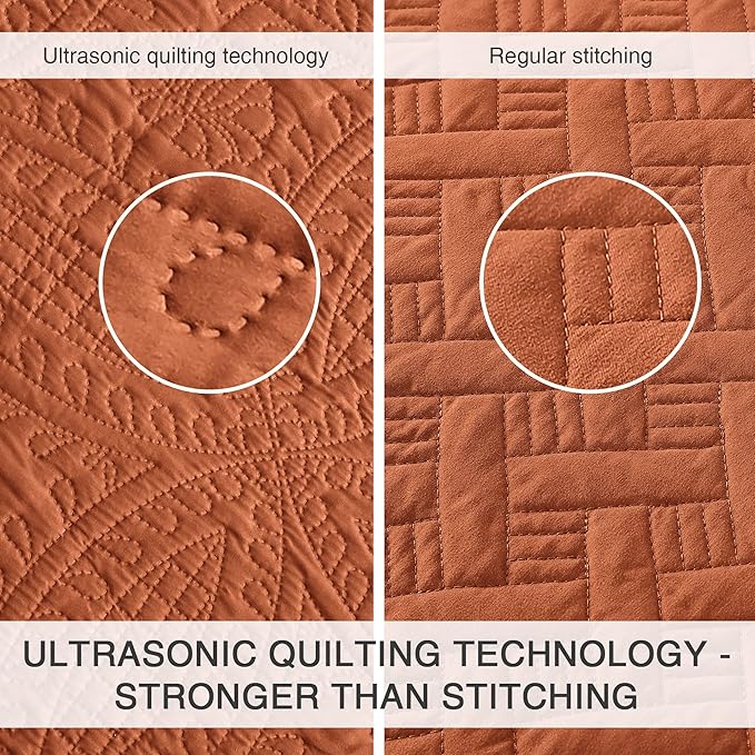 Love's cabin Quilts for Full Bed Umber Bedspreads Bedding Set - Lightweight Bedspread Comforter - Coin Pattern Bedding Coverlet for All Season - 3 Pieces (1 Quilt, 2 Pillow Shams)