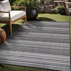 Stripe Outdoor Rug 9x12 Washable Outside Carpet for Indoor Patio Porch Waterproof Easy Cleaning Non Shedding Area Rugs Dark Gray 9 x 12