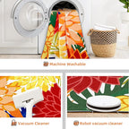 Indoor Outdoor Area-Rug Washable Multicolored Patio Rug Tropical Botanical Modern Floral Indoor Outdoor Carpet Non-Slip for Patio, Deck, Backyard, Porch (5x8)