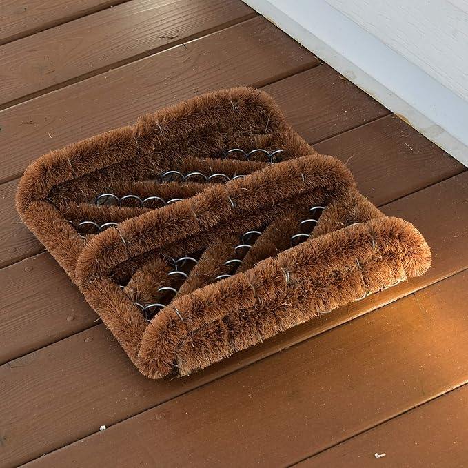 NINAMAR Natural Coir Boot Scraper Door Mat - 13 x 12 inch - 2 Pack