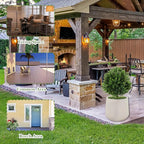 Sunnyglade Set of 2 Artificial Cedar Topiary Ball Trees, Faux Cedar Shrub Bushes with Ground Spike 25.5", UV Resistant Fake Cedar Plants for Indoor, Garden, Yard, Porch, Patio Decor (Green)