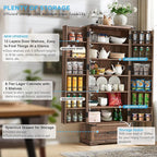 72‘’ Farmhouse Kitchen Pantry Cabinet with Drawer, Tall Storage Cabinet with 2 Barn Doors and Shelves, Versatile Large Rustic for Dining Room, Bathroom, Living Room, Laudry, Brown