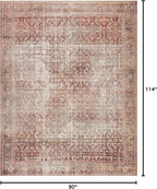 Loloi Layla Collection LAY-11 Cinnamon/Sage 7'-6" x 9'-6" .13" Thick Area Rug, Soft, Durable, Vintage Inspired, Distressed, Low Pile, Non-Shedding, Easy Clean, Printed, Living Room Rug