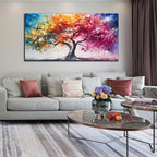 Alsingbago Colorful Tree Canvas Wall Art for Living Room Bedroom Home Office Orange and Pink Tree Picture Modern Artwork Ready to Hang Size 30x60