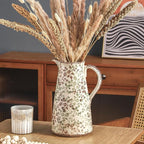 Enra Pitcher vase with Handle,12.2 in Ceramic Vintage Chinoiserie Floral Vase,Green and Beige Decorative Flower vase,Large Rustic Vases for Home Decors, Living Room, Bookshelf, Office