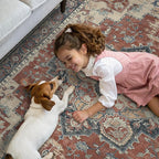 GENIMO 2'6''x12 Runner Rugs for Hallway, Machine Washable Non Slip Vintage Rugs, Low Pile Lightweight Soft Print Rug for enrtyway, Corridor, Home Office, Kitchen, Bordeaux