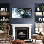 TAIJXAGSG Canvas Wall Art Decor Artwork Modern Paintings Dark Blue Wall Decorations Maximalist White Line Abstract Wall Art Prints For Wall Bedroom Kitchen Office Artwork Ready To Hang 20"×40"