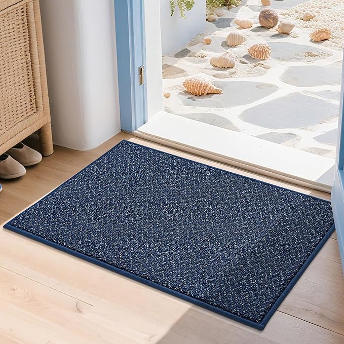 COSY HOMEER-Door-Mat 20" x 32" Non Slip Absorbent Entryway Rugs Dirt Trapper Doormats Washable Entrance Mats Low Pile Welcome Floor Mat for Front Back Door and Entry Mats,Navy Blue