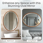 OVALCREST - Oval Wooden Beveled Wall Mirror for Home Decor, Bathroom, Vanity, Bedroom, Living Room, Hallway - London Style (Sunset Gold) 21.1 x 25.1