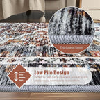 6' x 9' Washable Area Rug - Low Pile Soft Vintage Indoor Rug for Living, Dining or Bedroom - Lightweight Carpet with Non-Slip Backing - Foldable for Easy Placement, Multi