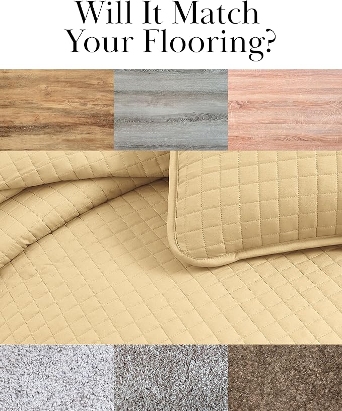 Southshore Fine Living, Inc. Full/Queen Quilt Bedding Set, Cozy Coverlet Queen Size Bedspread, Wrinkle-Free, Pet Hair Resistant Bedding, Full Size Quilt Coverlet w/2 Pillow Shams, Gold