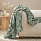 Amélie Home Chunky Knit Throw Blanket for Couch, Soft Chenille Crochet Blanket for Children, 40"x50", Sage Green