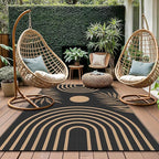 GENIMO Outdoor Rug 5' x 8' Waterproof for Patio Clearance, Reversible Plastic Straw Camping Carpet, Lightweight Rugs Mats for Rv, Backyard, Deck, Porch, Picnic, Balcony, Mix-Black & Brown