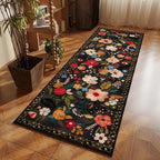 Runner Rug for Hallways Kitchen Rug Non Slip 2'6''x8' Washable Runner Rugs with Rubber Backing Soft Floral Carpet Runner for Hallways, Kitchen, Laundry, Bedroom, Bathroom(Black)