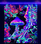 ADDWel Blacklight Mushroom Tapestry, Upright Tapestry Glow In The Dark, UV Reactive Black Light Tapestries Posters Wall Hanging for Bedroom Dorm Living Room Backdrop Decor (mushroom, 30" x 40")