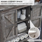 Over The Toilet Storage Cabinet, Farmhouse Bathroom Cabinet with Adjustable Shelf & Barn Door, 67" Tall Over The Toilet Shelf, Grey Wash