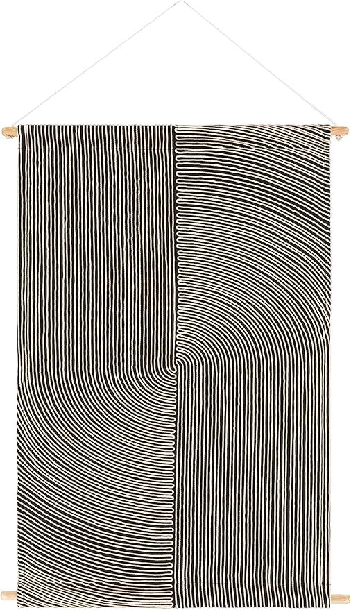 Mark&Day Wall Art, Gerlos Modern Farmhouse Black Macrame Tapestry Wall Hanging for Living Room, Bedroom, Office or Kitchen (36"H x 24"W)