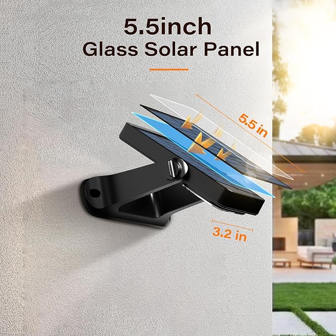 200LM Solar Wall Lights Outdoor 6 Colors, 2200mAh Long Lasting Solar Powered Deck Lights, 360° Adjustable Porch Light IP65 Waterproof, Glass Panel Fence Light for Gutter, Step, 2 Pack