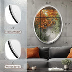 OVALCREST - Oval Wooden Beveled Wall Mirror for Home Decor, Bathroom, Vanity, Bedroom, Living Room, Hallway - London Style (Silver Leaf with Brown Antique) 17.1 x 21.1