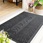 Mibao Front Door Mat Outside Entrance, Durable Outdoor Indoor Mat, Low Profile Heavy Duty Doormat, Non-Slip, Traps Dirt and Moisture, Easy Clean Patio Porch Entryway Mat, 47" x 32", Grey