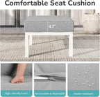Solaste Outdoor Footstools Patio Ottoman Set of 2, Aluminum All-Weather Outdoor Footrest Seat with Removable Cushions, Patio Furniture Ottomans for Garden, Backyard, Poolside-White
