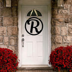 Initial Decor for Wall ACM Metal Initial Sign for Home Outdoor Decoration Wall Decor Monogram Door Wreath, Round Letter Monogram Door Hanger, Dorm (Magnoli Font, 18")