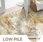 Area Rugs 9x12 for Living Room Bedroom, Modern Abstract Machine Washable Rug, Large Soft Low Pile Floor Cover with Non Slip Backing for Dining Room, Orange Green