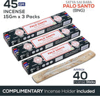 Satya Nagchampa Palo Santo Incense Sticks, Satya Bng (Bangalore) Insenses 15gmx3 Pack (45 GMS) with Raajsee Incense Holder Bundle, Satya Nagchampa Natural Incense