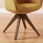 Art Leon Desk Chair No Wheels - Mid Century Modern Office Chair, Swivel Accent Chair with Oak Wood Legs, Fabric Upholstered Arm Chair, Yellow